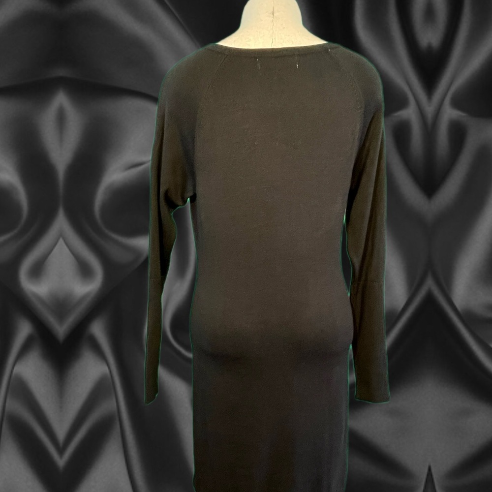 Michael Kors Black Knit Sweater Dress XS with Gold Zippered sleeves EXTRA SMALL - Picture 4 of 16